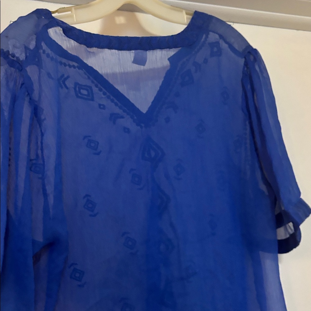Old Navy Royal Blue Sheer Blouse - Picture 10 of 10